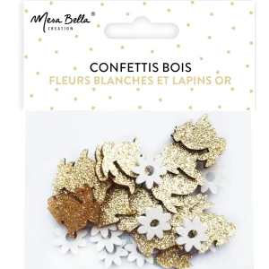 Confettis Décoratifs Bois Lapin & Fleurs – Lot de 24 – Générique