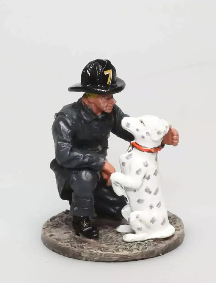 Pompier américain San Francisco 1930 avec dalmatien – Figurine métal 1/32 – Image 2